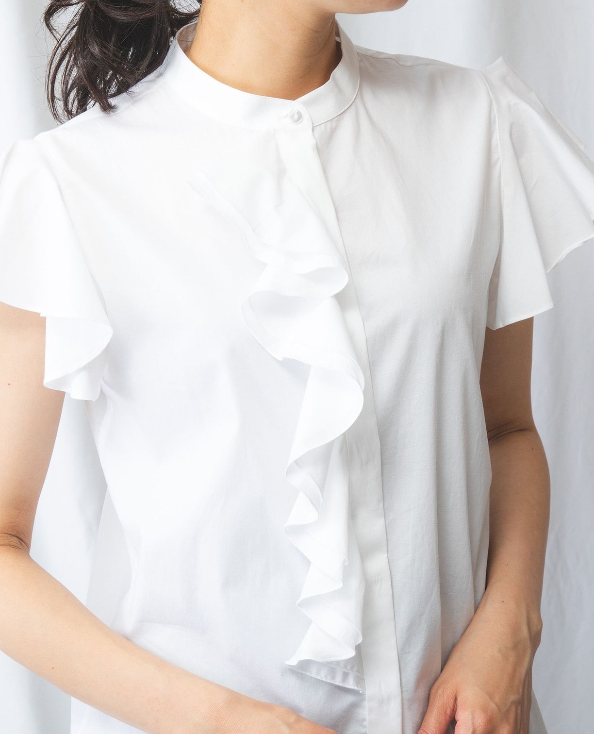 フリルバンドカラーシャツ(1(M)9号 ホワイト): ナラカミーチェ｜ナラ 