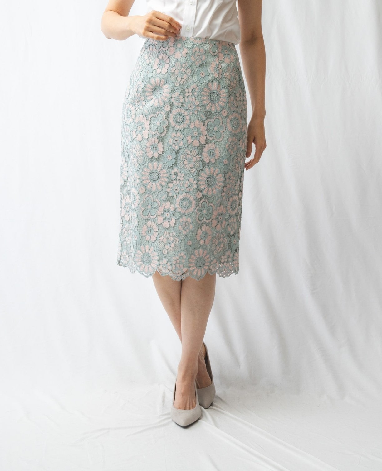 フラワーレースタイトスカート(2(L)11号 ピンク): ナラカミーチェ｜ナラ カミーチェ公式オンラインストア NARACAMICIE