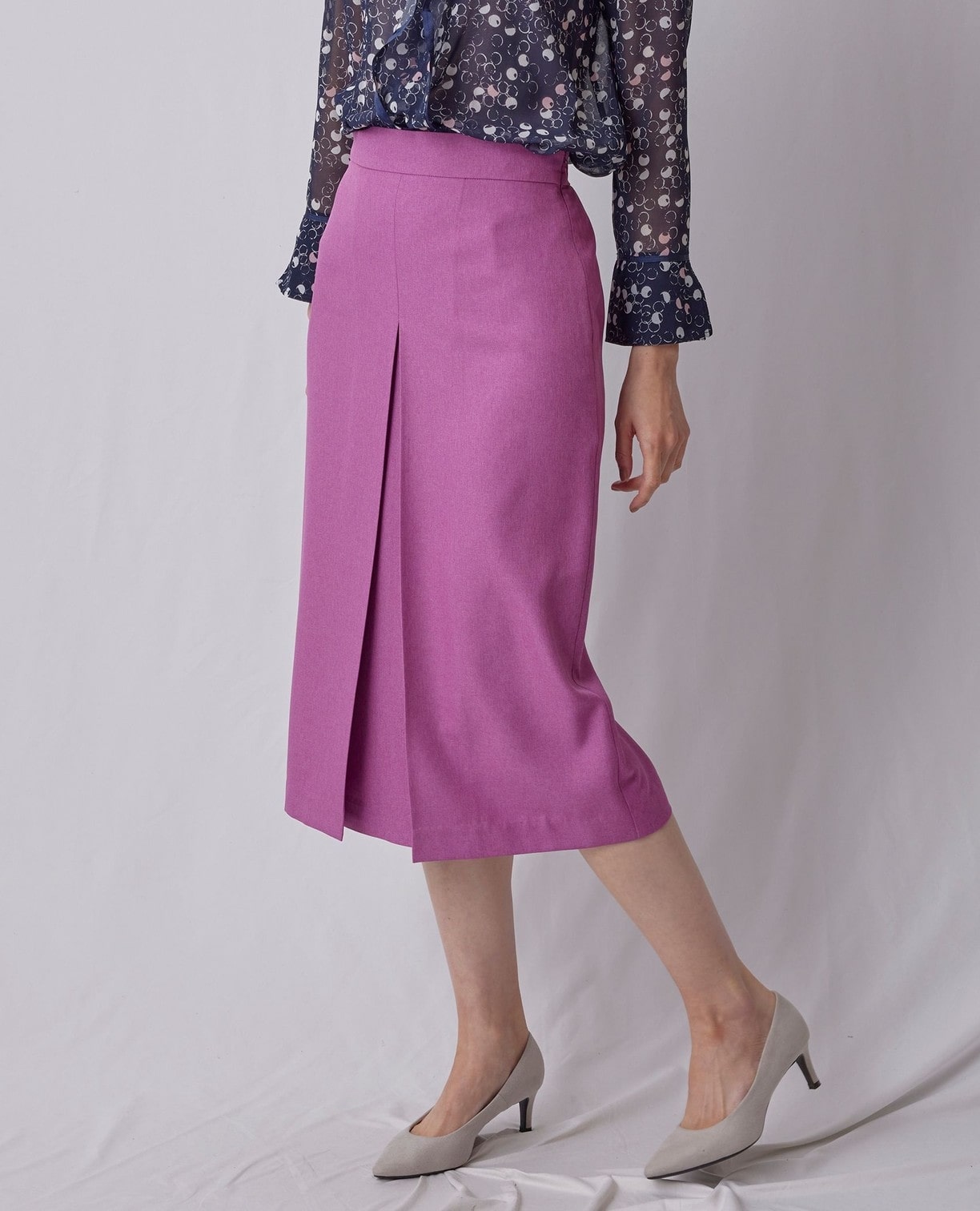 ボックスプリーツセミタイトスカート(1(M)9号 ピンク): ナラカミーチェ