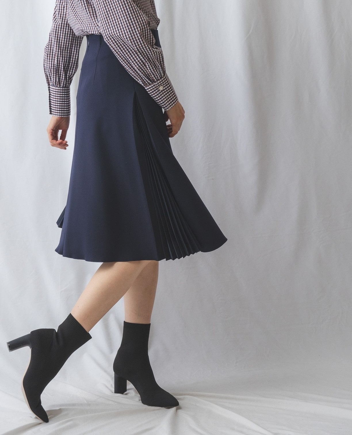 NARACAMICIEナラカミーチェ ウール製ニットひざ丈スカート グレーS